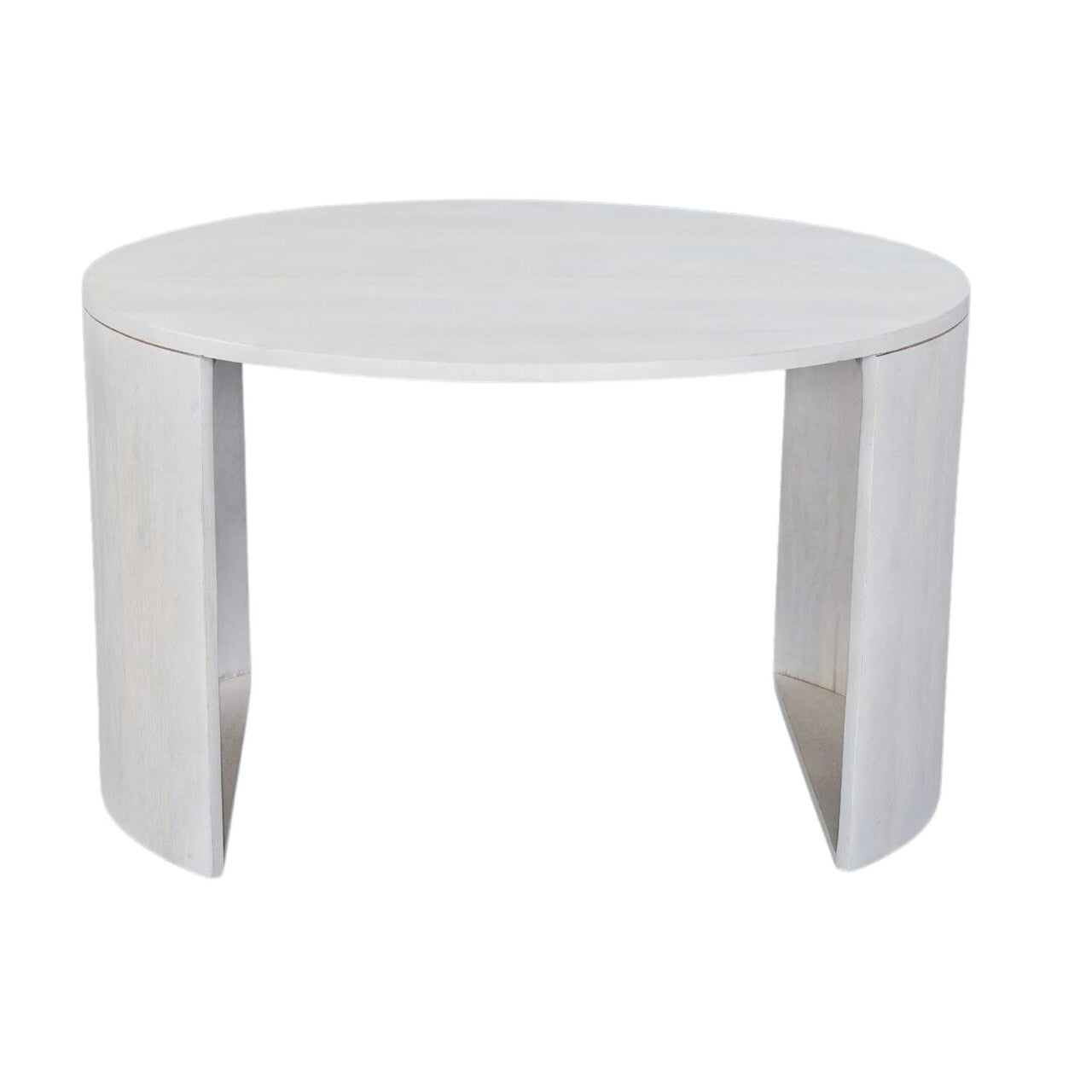 30" Round Nesting Coffee Table with Storage - Mango Wood, Whitewash Finish