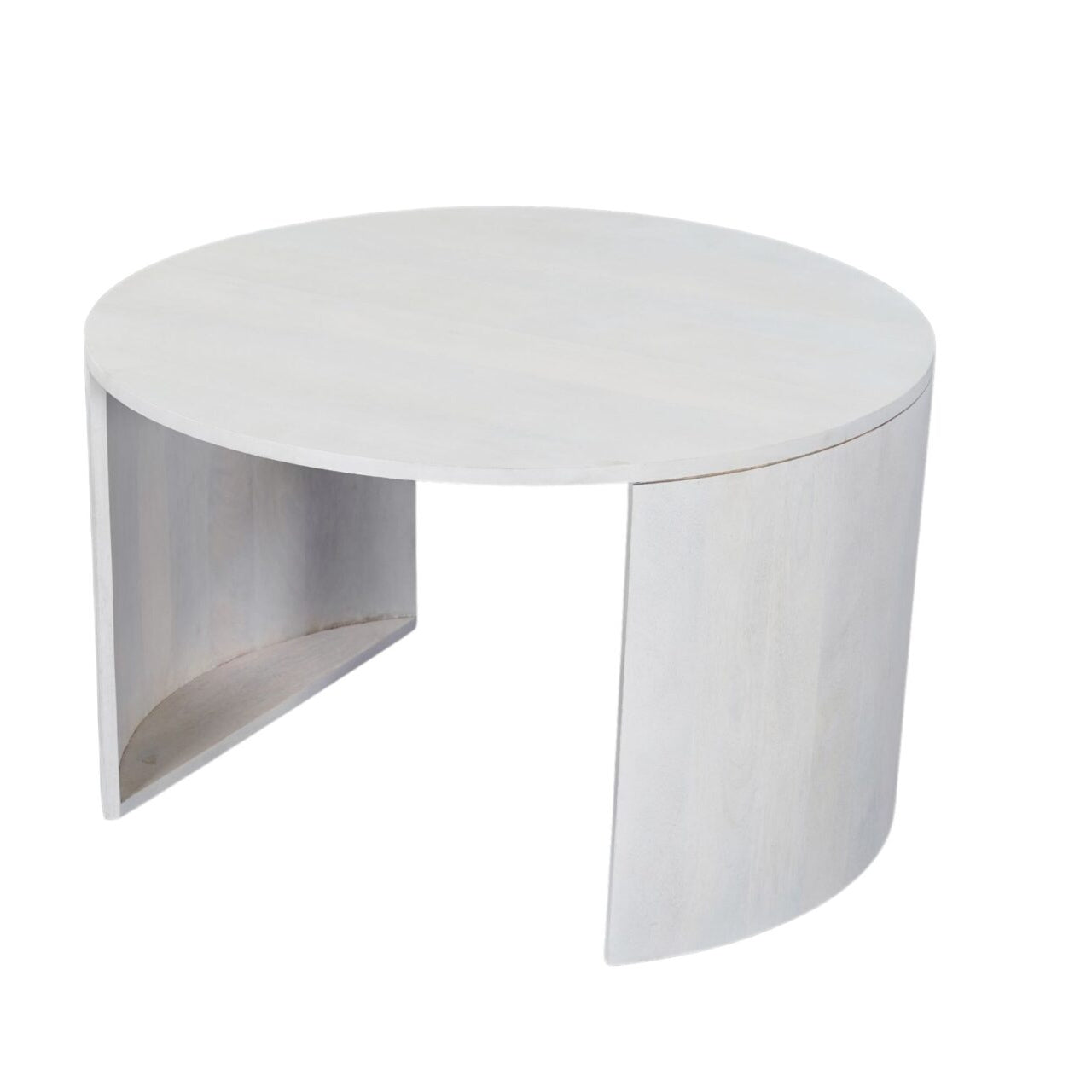 30" Round Nesting Coffee Table with Storage - Mango Wood, Whitewash Finish