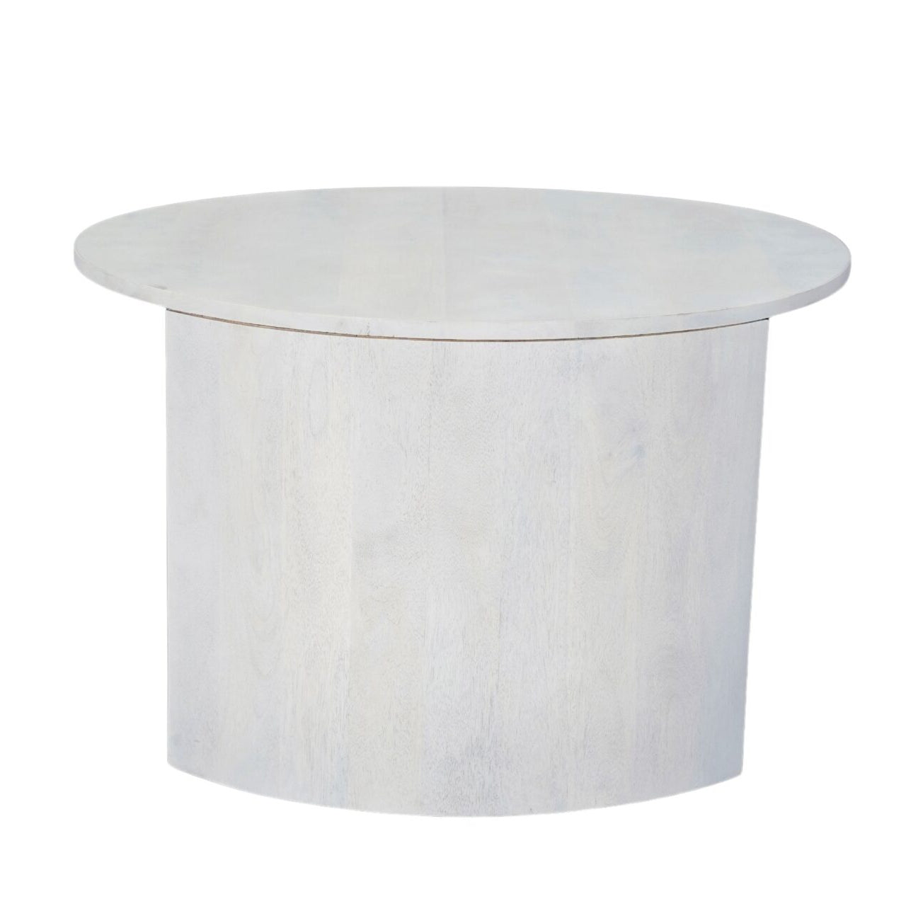 30" Round Nesting Coffee Table with Storage - Mango Wood, Whitewash Finish