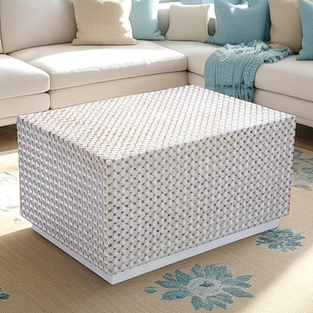 34" Rectangular Dimple Coffee Table Whitewash