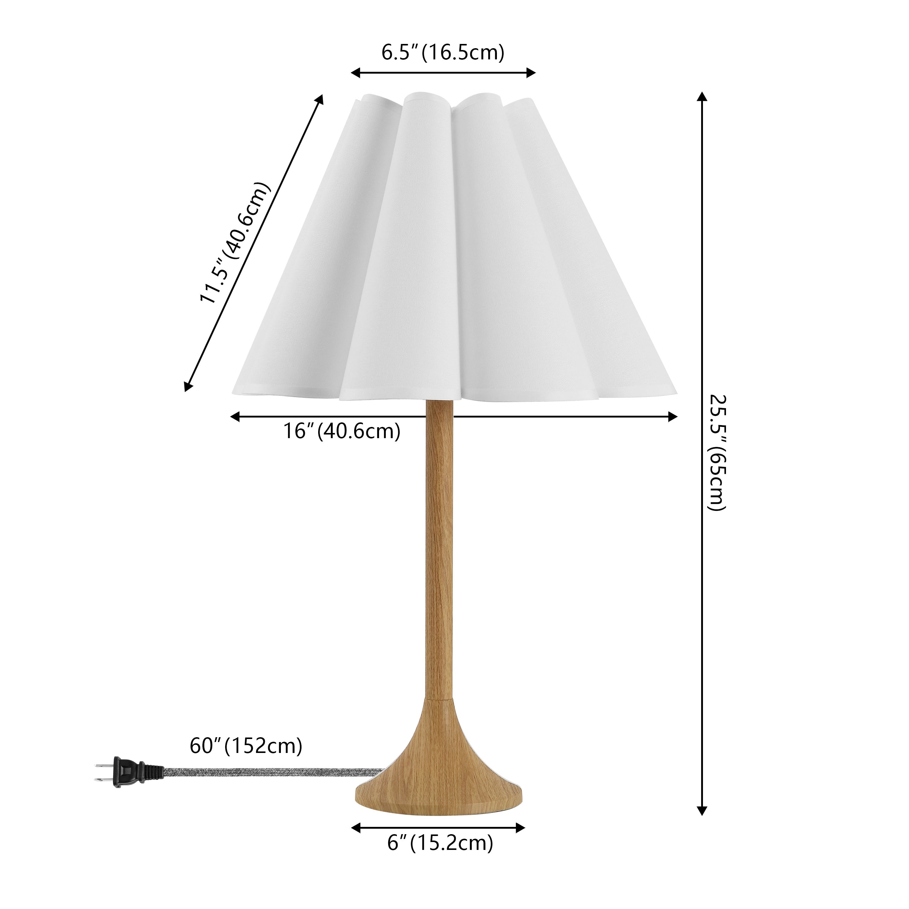 Abel 25.5" Modern Coastal Pleated Shade Faux Wood Column LED Table Lamp (Set of 2)