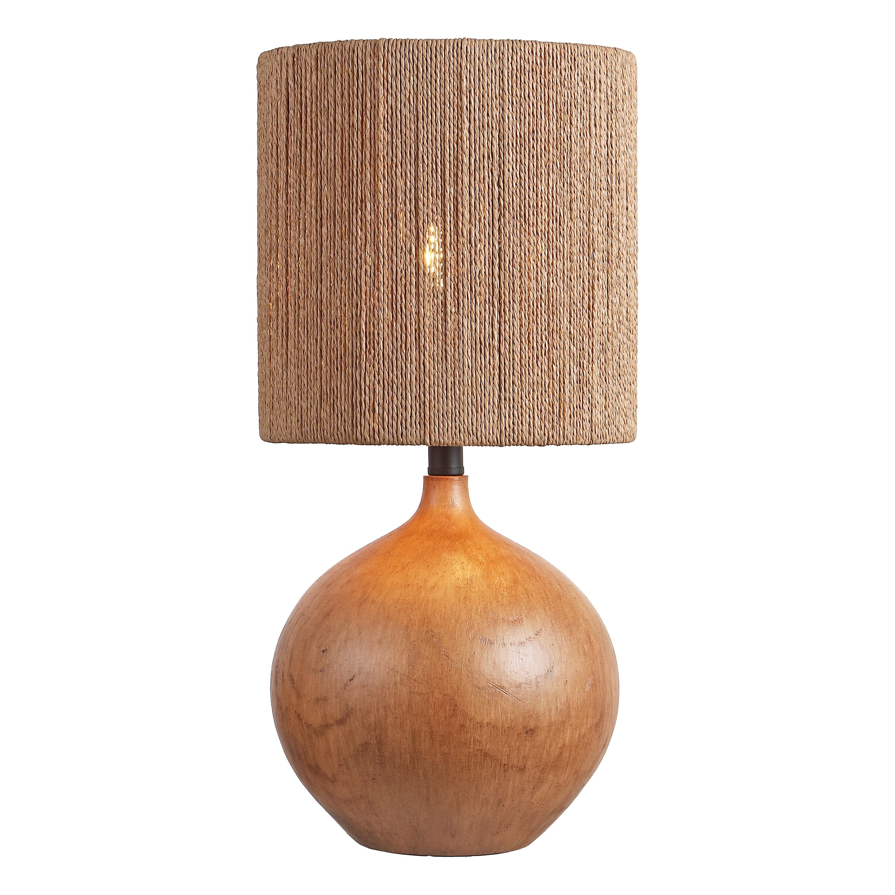 Abram 22.75" Rustic Bohemian Resin/Metal Round Table Lamp with Paper Rope Shade