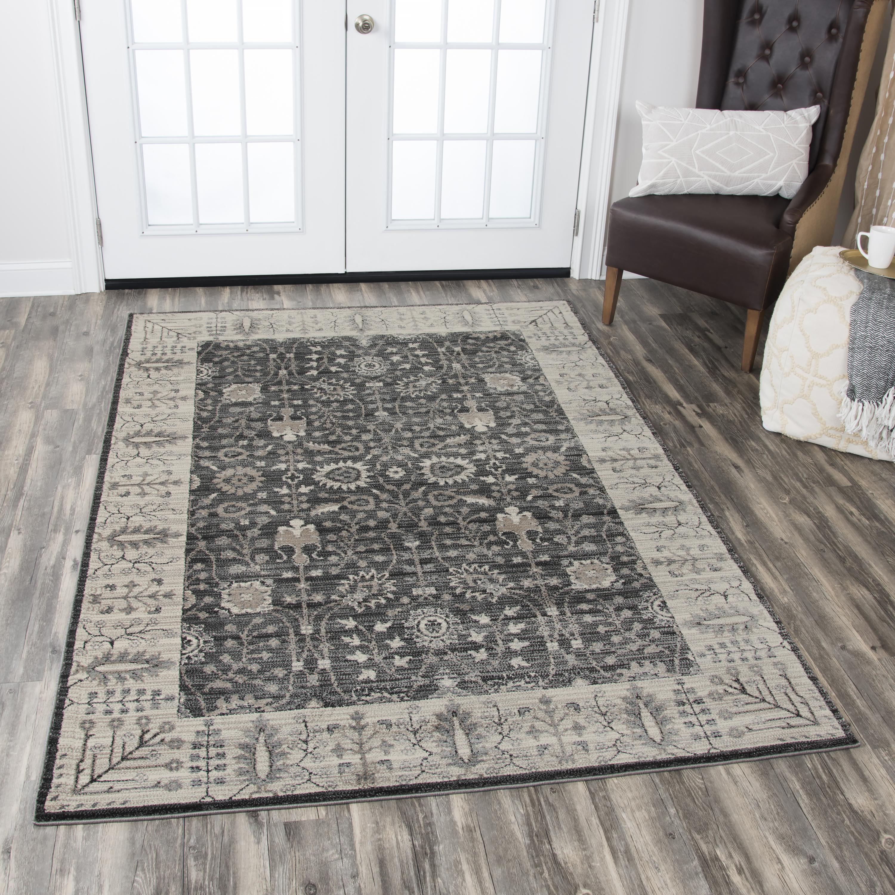 Power Loomed Floral/Border Rug