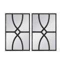 16" x 23" Rectangular Wooden Wall Mirror with Intricate Curved Motifs, Set of 2