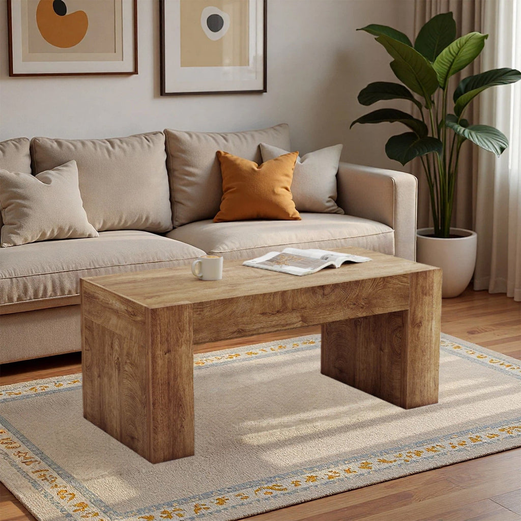 48" Farmhouse Rectangle Coffee Table with Hidden Storage Drawer
