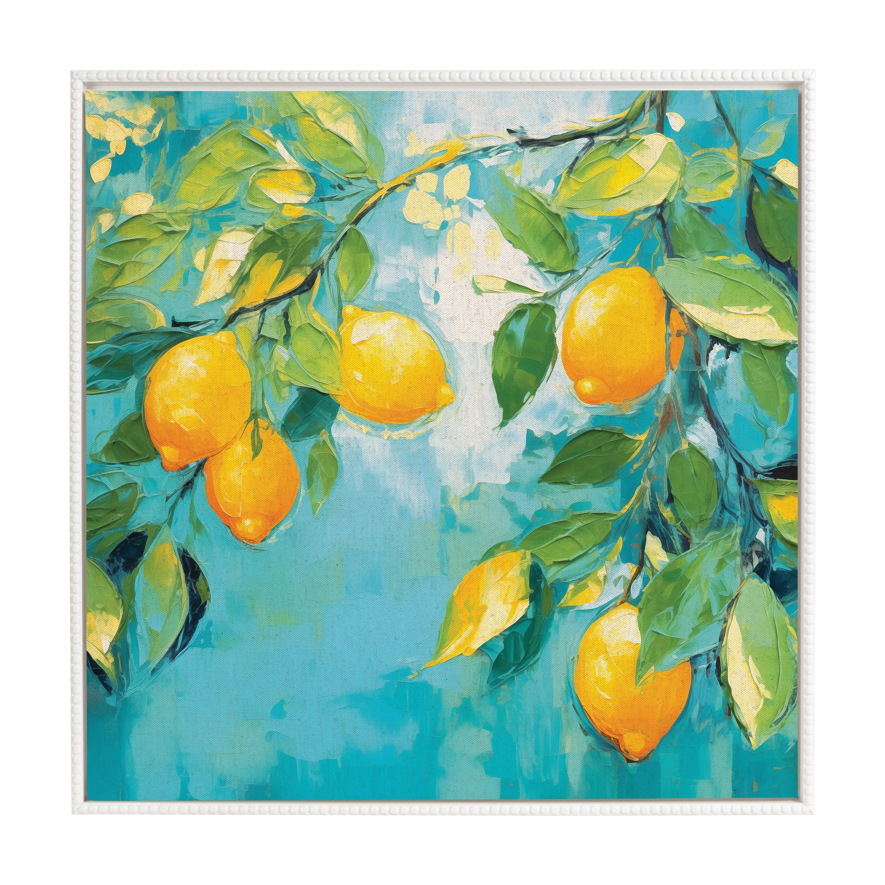 Sylvie Beaded Lemon Tree Framed Canvas by The Creative Bunch Studio