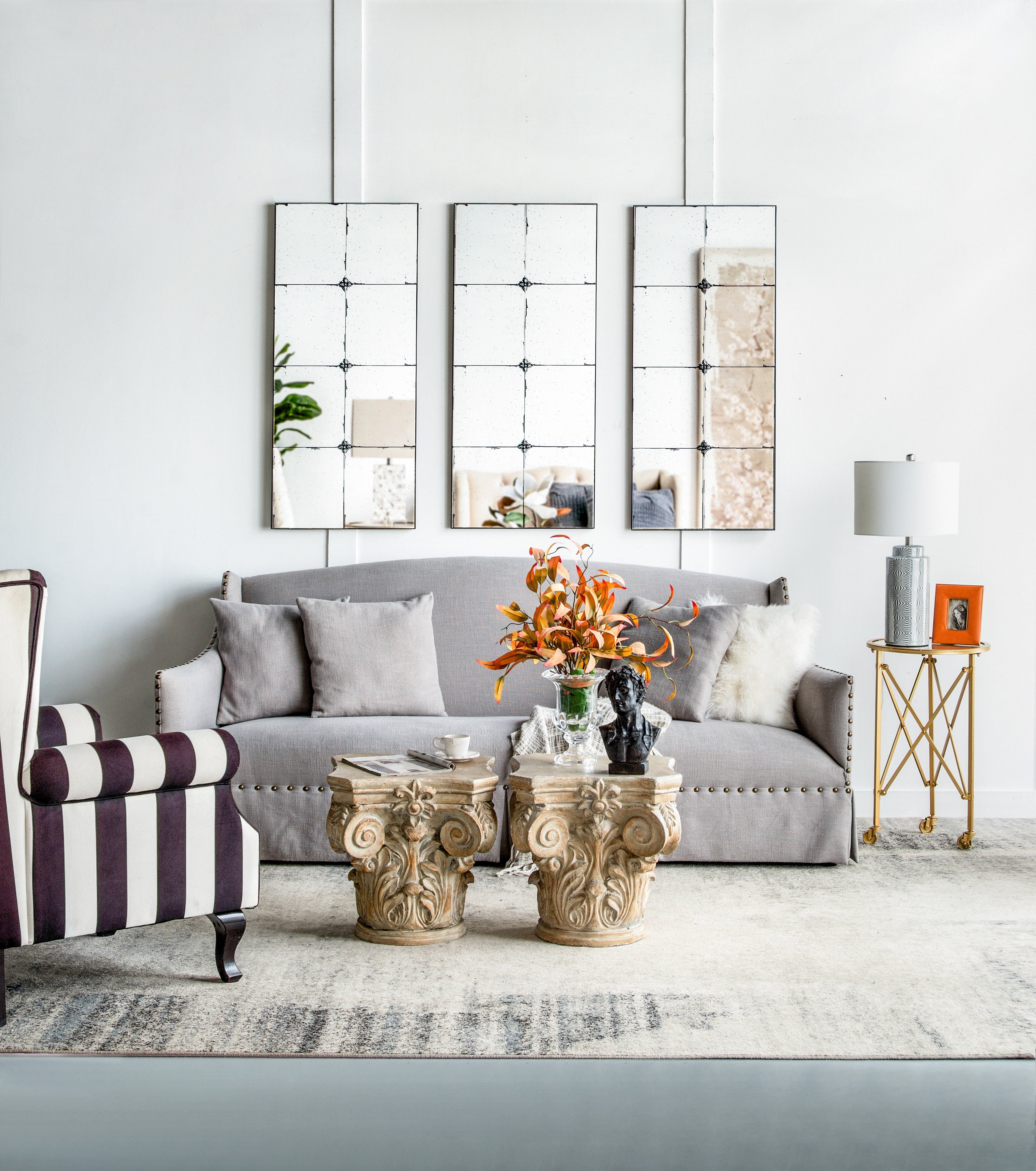 21" x 47" Rectangle Wall Mirror with Metal Accents