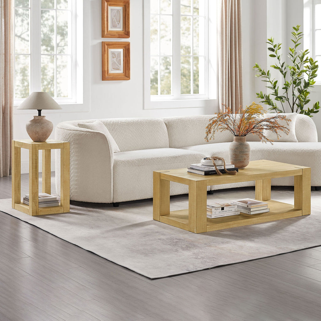 2-Piece Modern 2-Tier Rectangle Coffee Table Set