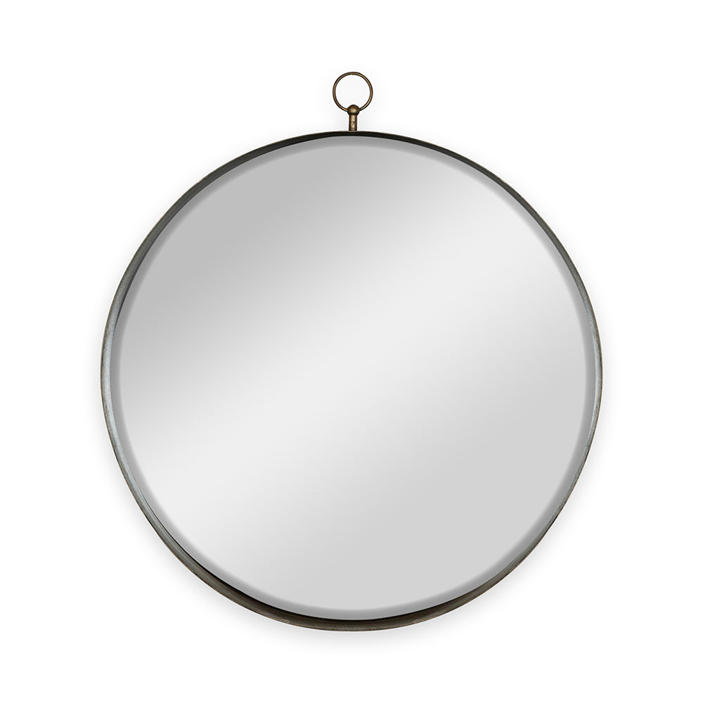 24"x28" Round Wall Mirror with Iron Frame