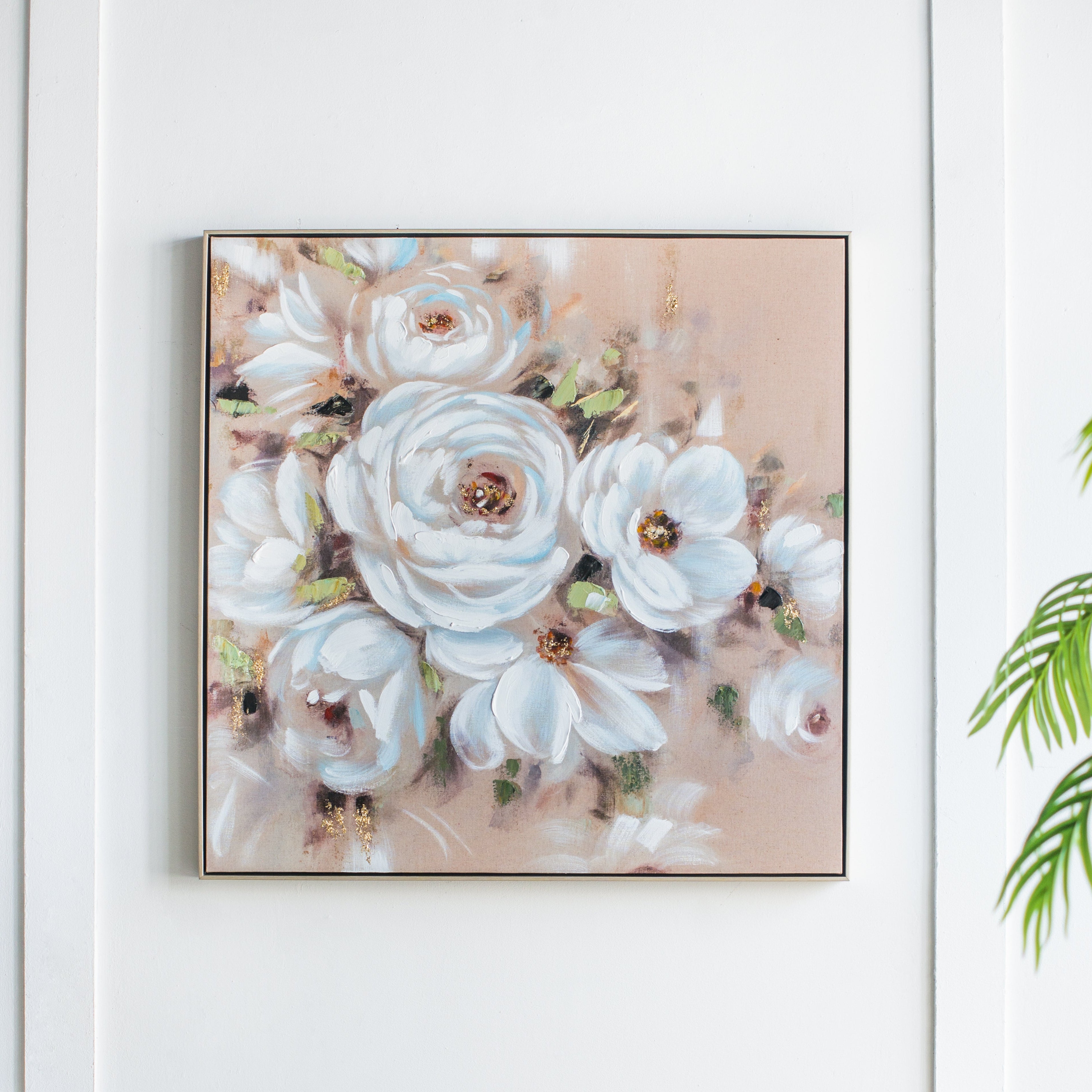 36" x 36" Square Wall Art with Flower Print