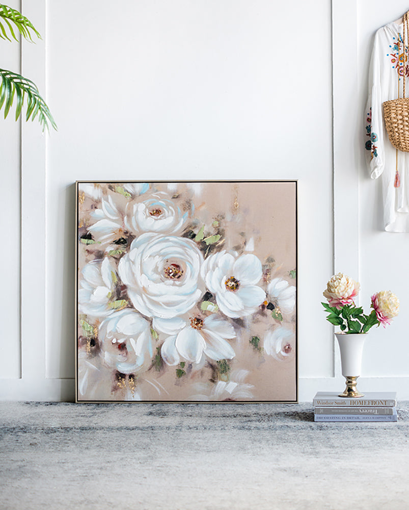 36" x 36" Square Wall Art with Flower Print
