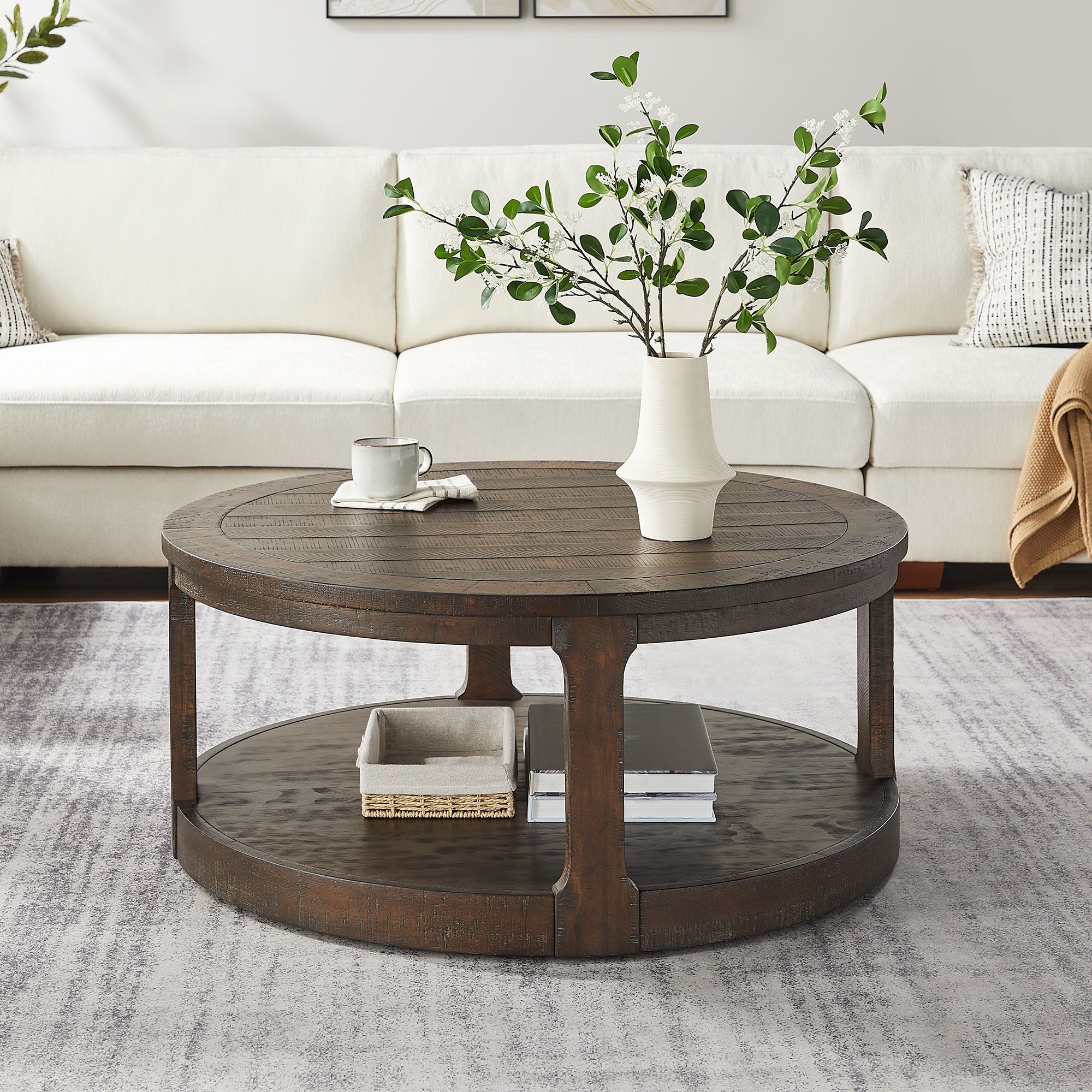 Large Traditional Round Coffee Table