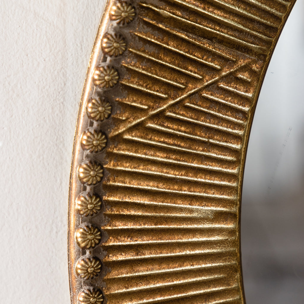 31.3" Gold Textured Round Wall Mirror