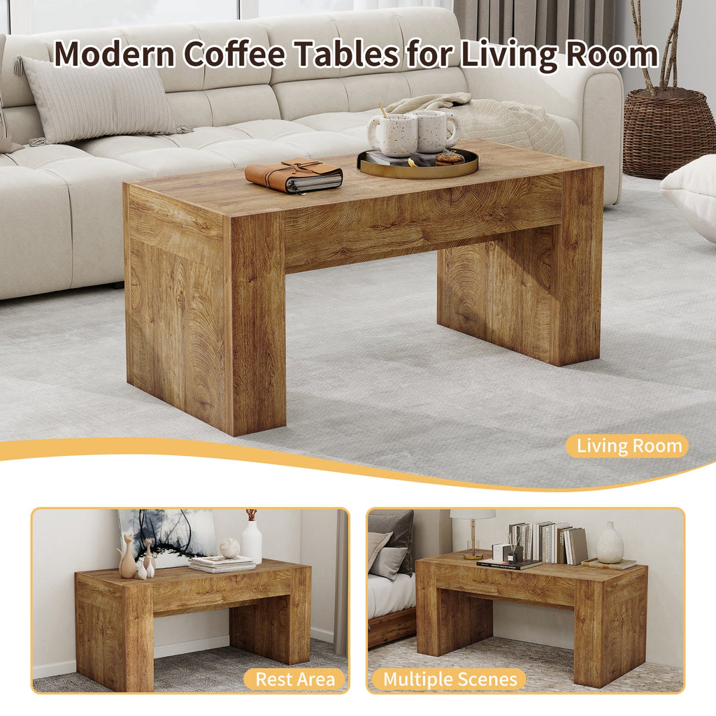 48" Farmhouse Rectangle Coffee Table with Hidden Storage Drawer