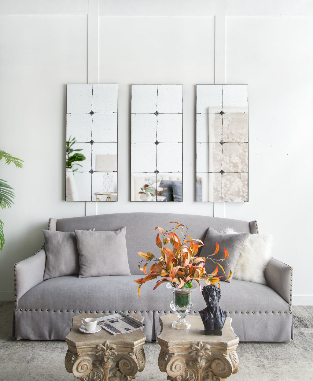 21" x 47" Rectangle Wall Mirror with Metal Accents