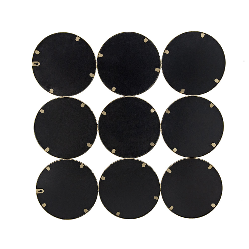 9 Ring Wall Mirror with Metal Frame