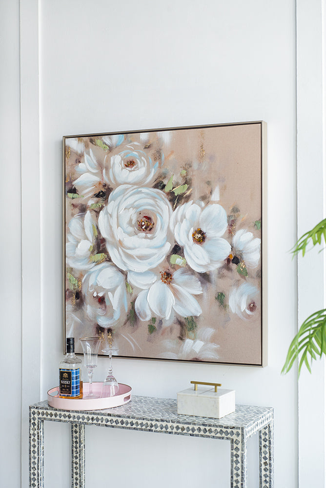 36" x 36" Square Wall Art with Flower Print
