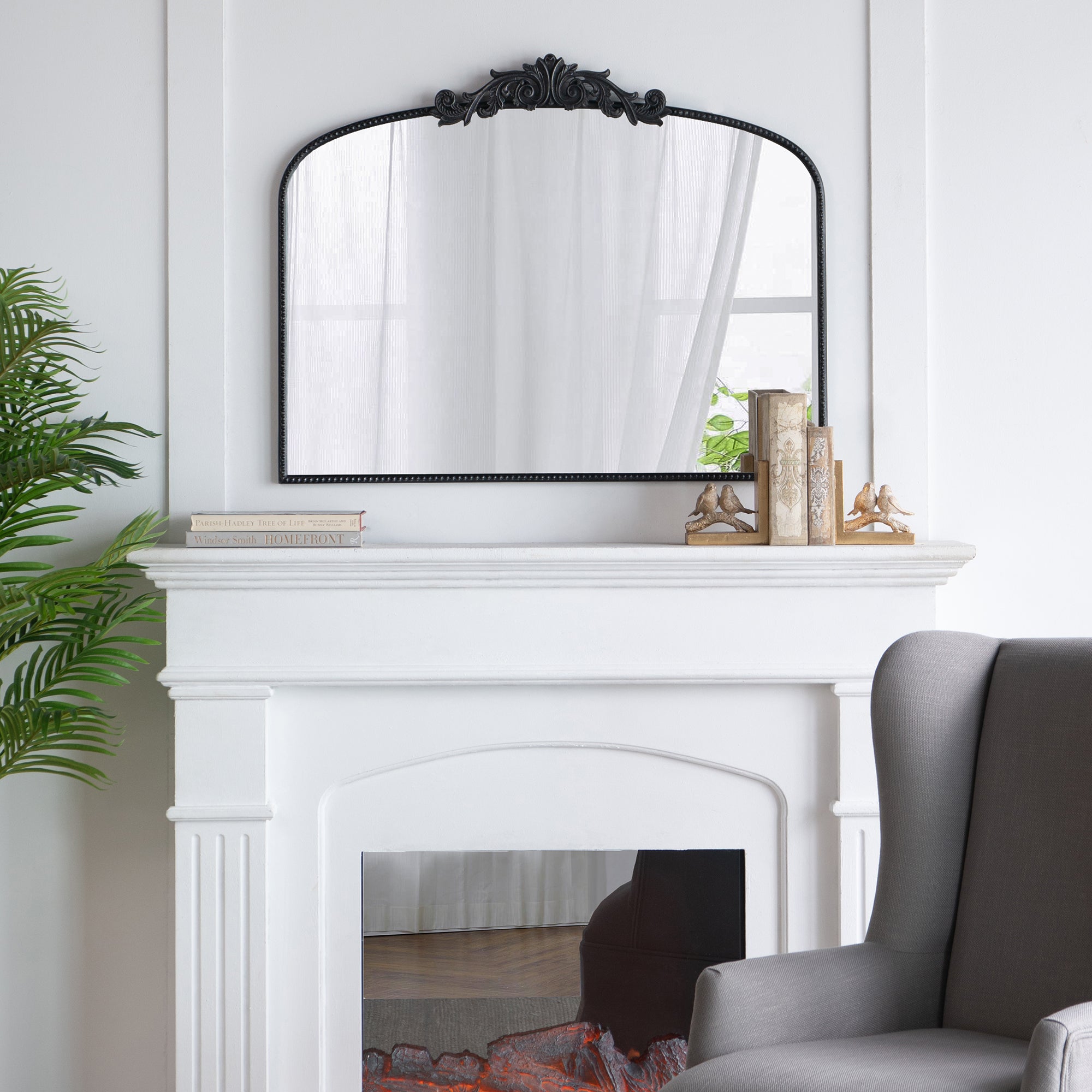 40" x 31" Wall Arch Mirror with Baroque Inspired Frame