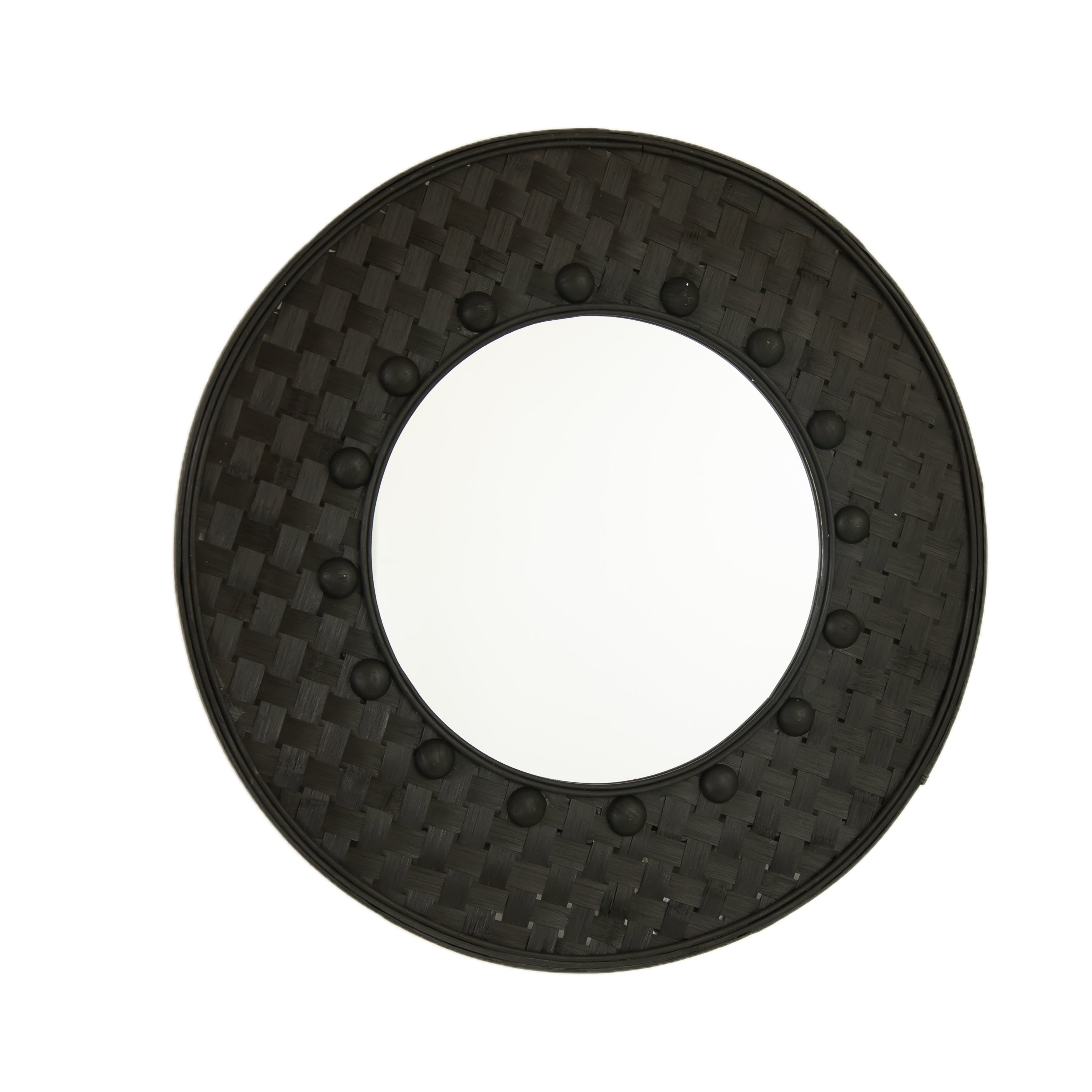 24'' Solea Hand-Woven Black Bamboo Mirror