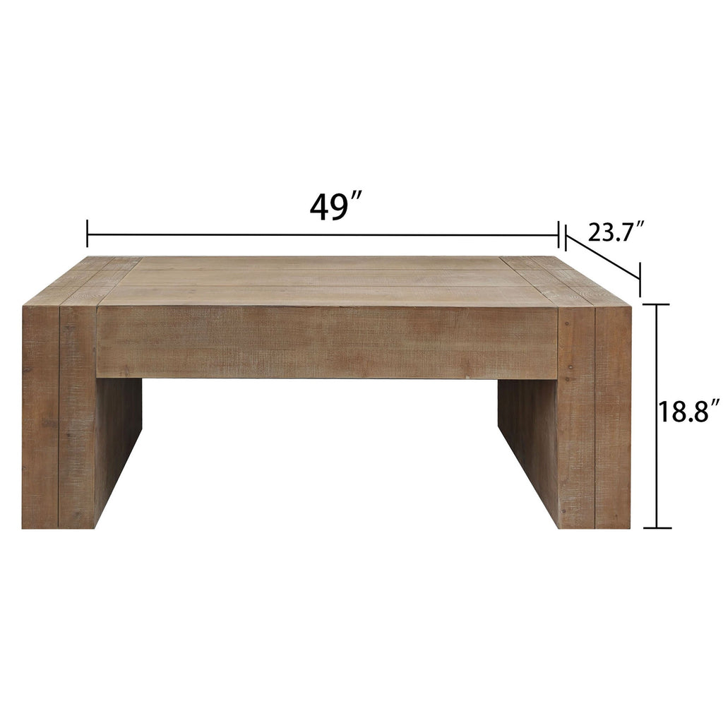 Carrying Rectangular Coffee Table with Wood Frame