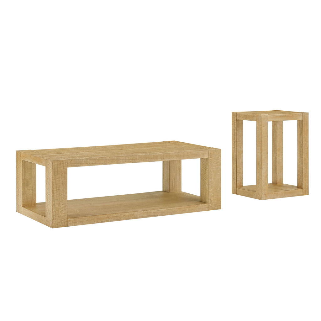 2-Piece Modern 2-Tier Rectangle Coffee Table Set