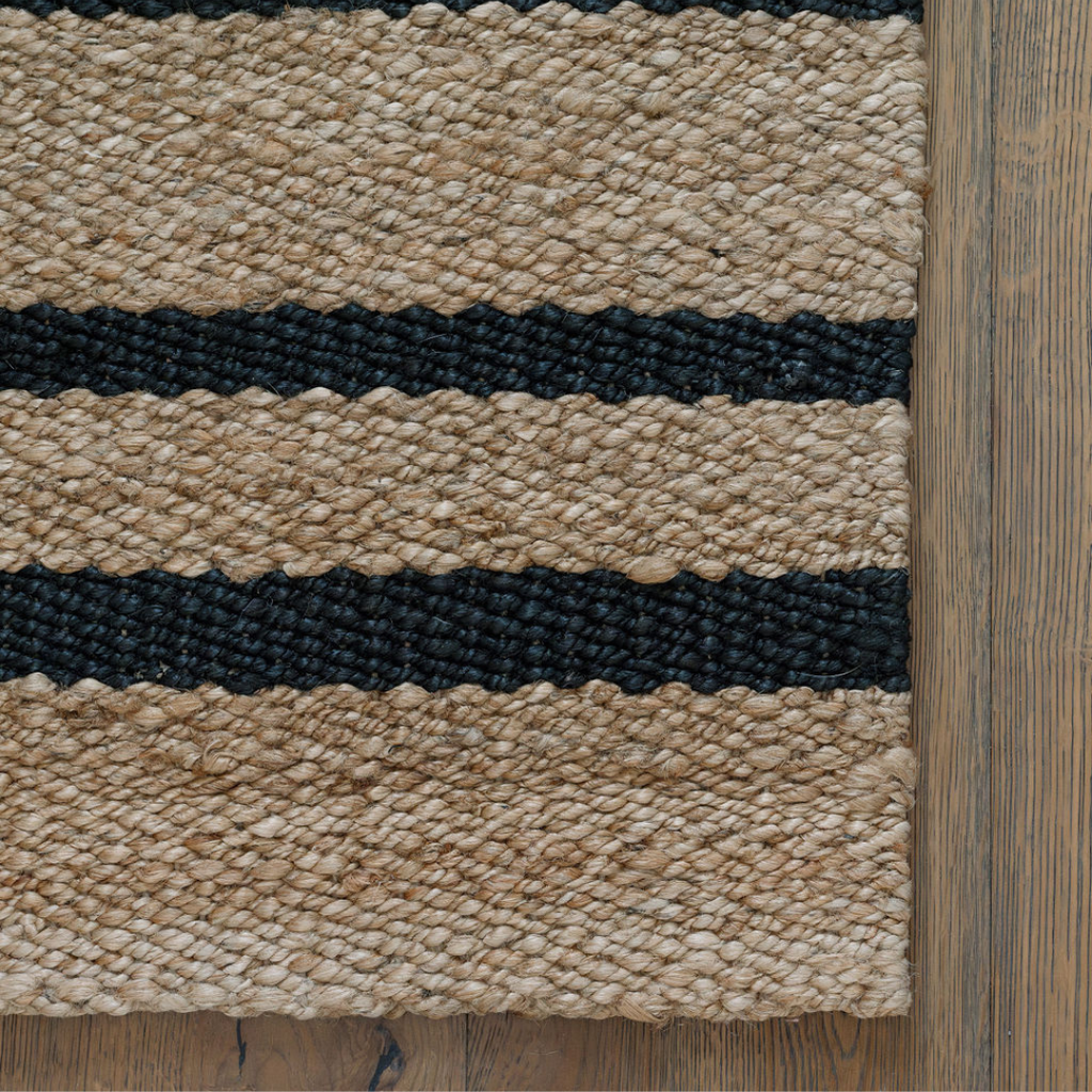 Handcrafted Striped Jute Rug in Natural and Black, 2 x 3
