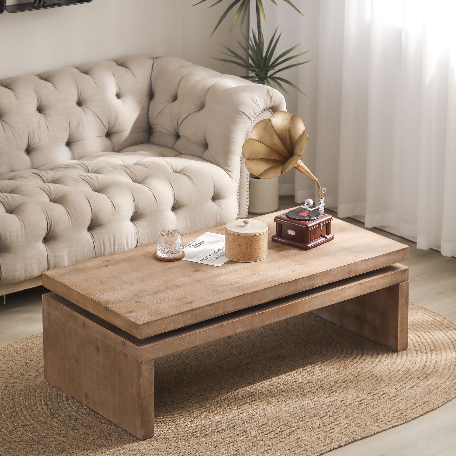 Modern Black Wood Coffee Table
