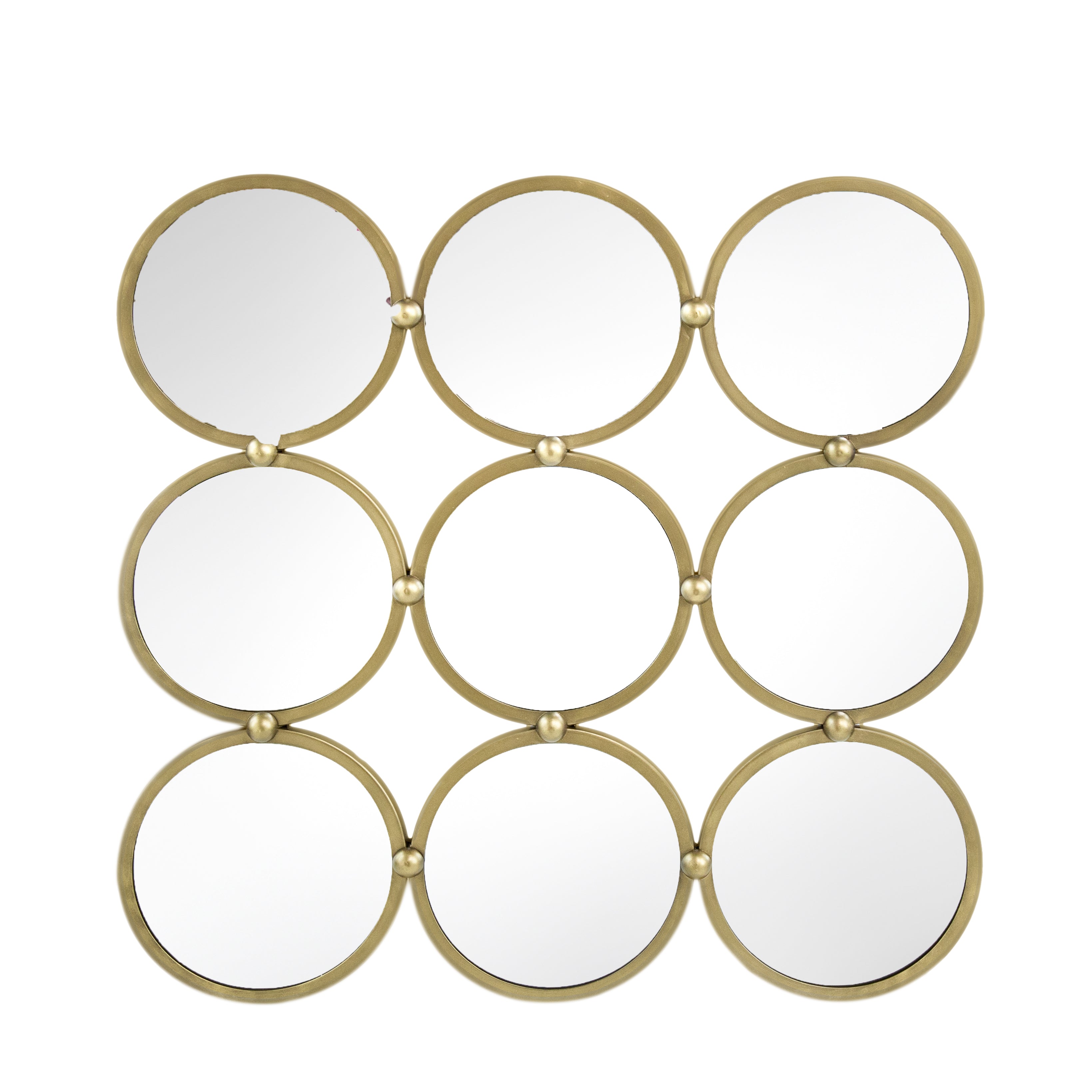 9 Ring Wall Mirror with Metal Frame