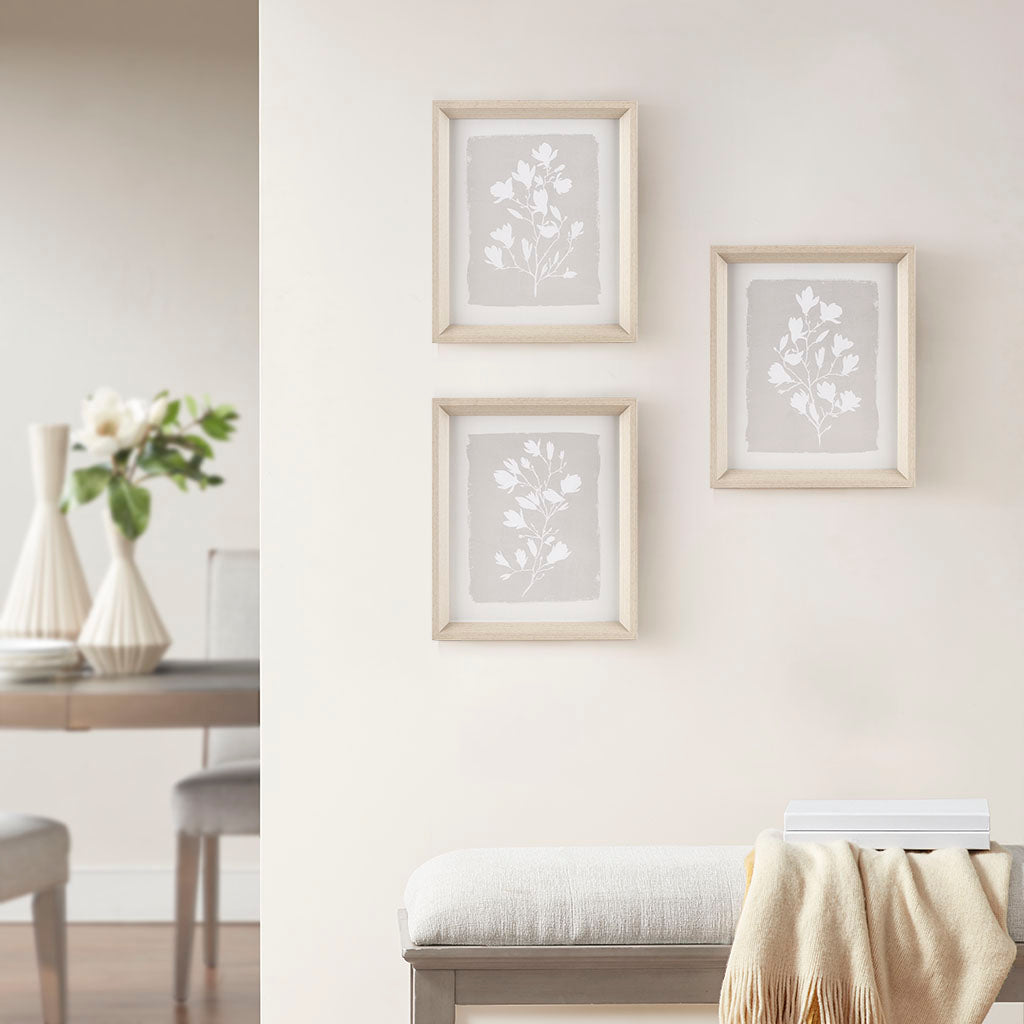 3-Piece Wall Art Set with Botanical Floral