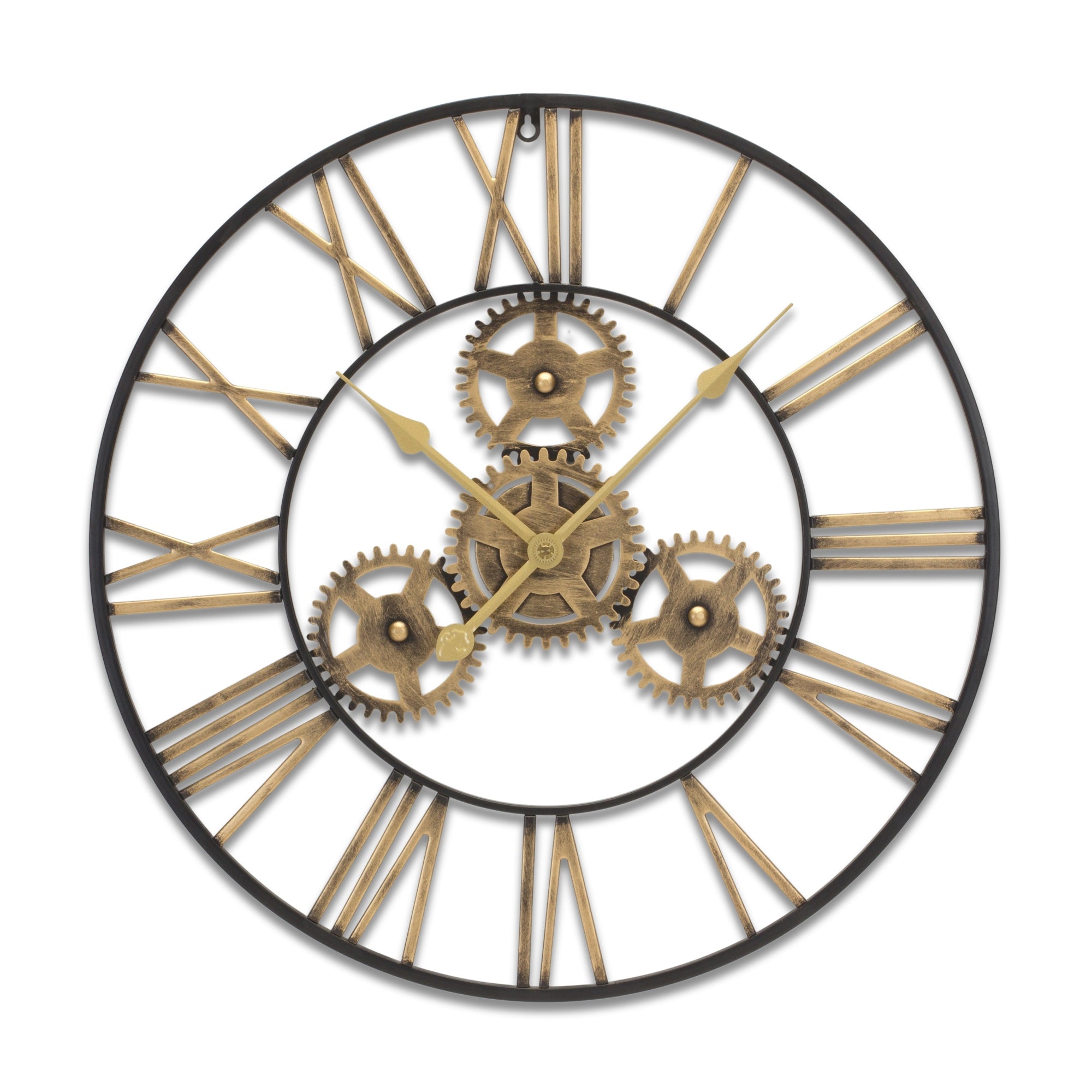 Industrial Iron Gears 23.75" Wall Clock with Roman Numerals