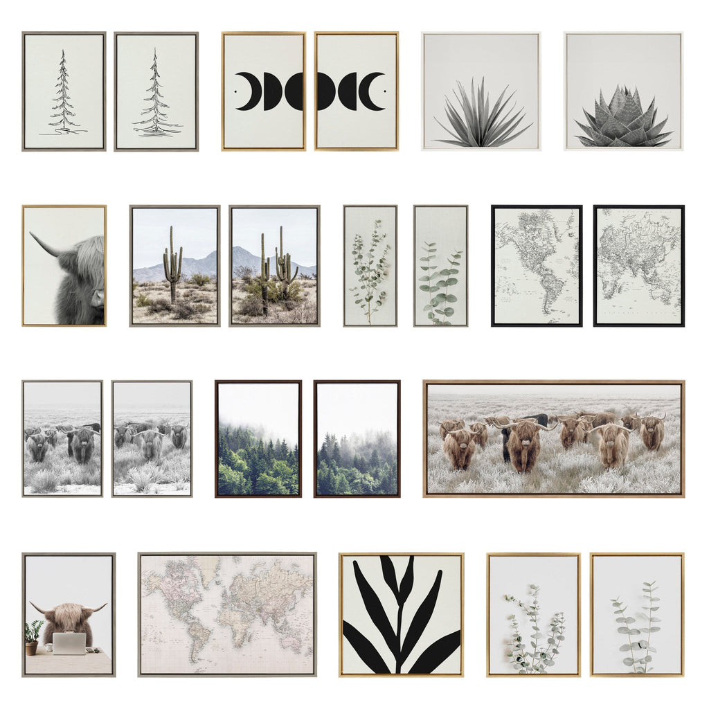 Sylvie Zen Botanical Rock Neutral Framed Canvas Set by The Creative Bunch Studio