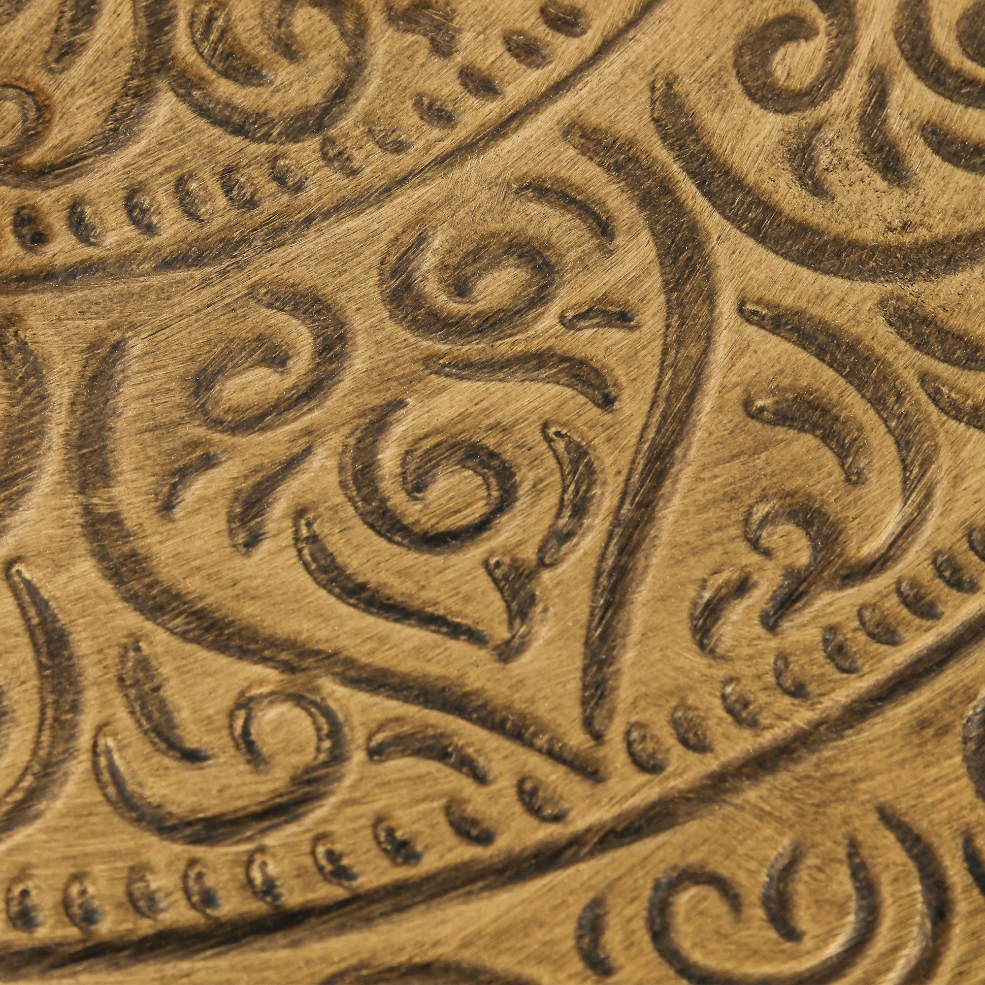 Round Coffee Table with Hammered Tray Top and X-Shaped Metal Base