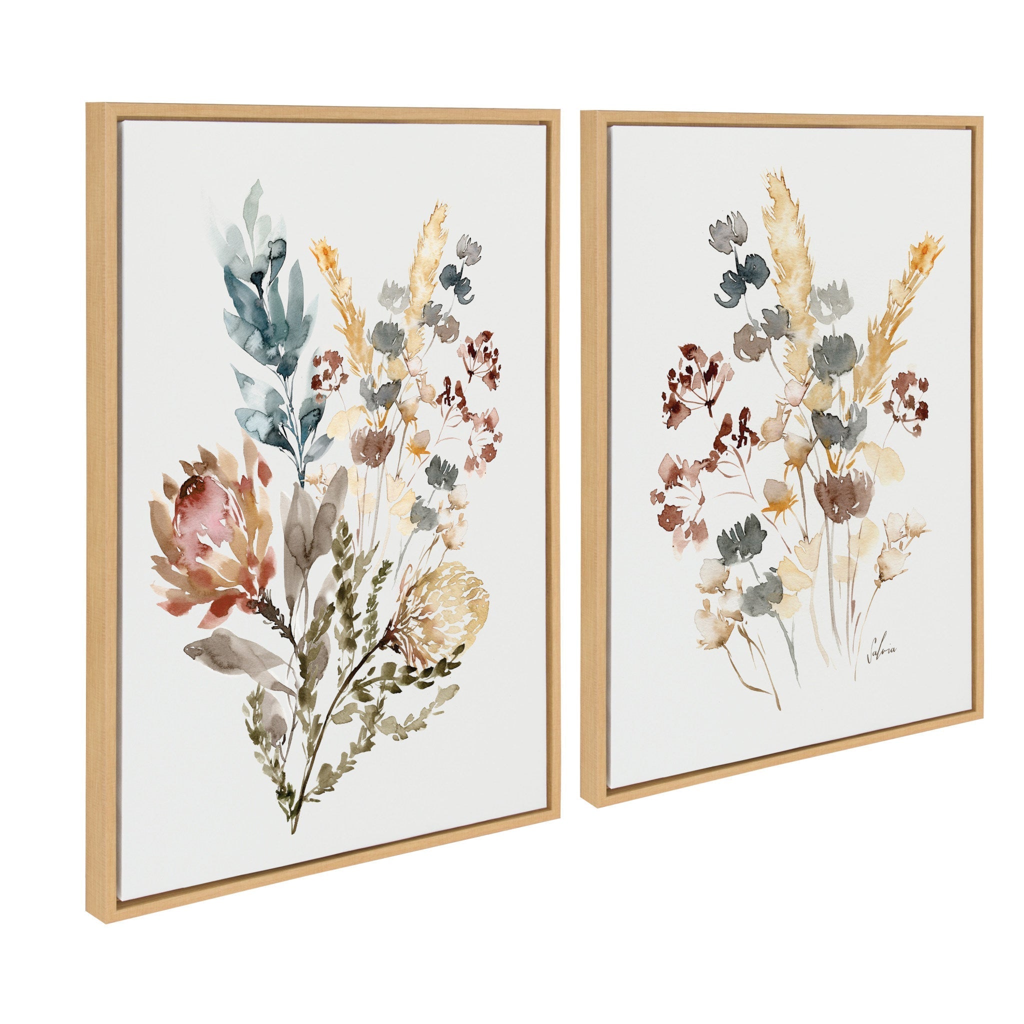 Sylvie Wildflower Bunch and Wild Salvia Framed Canvas Art Set by Sara Berrenson