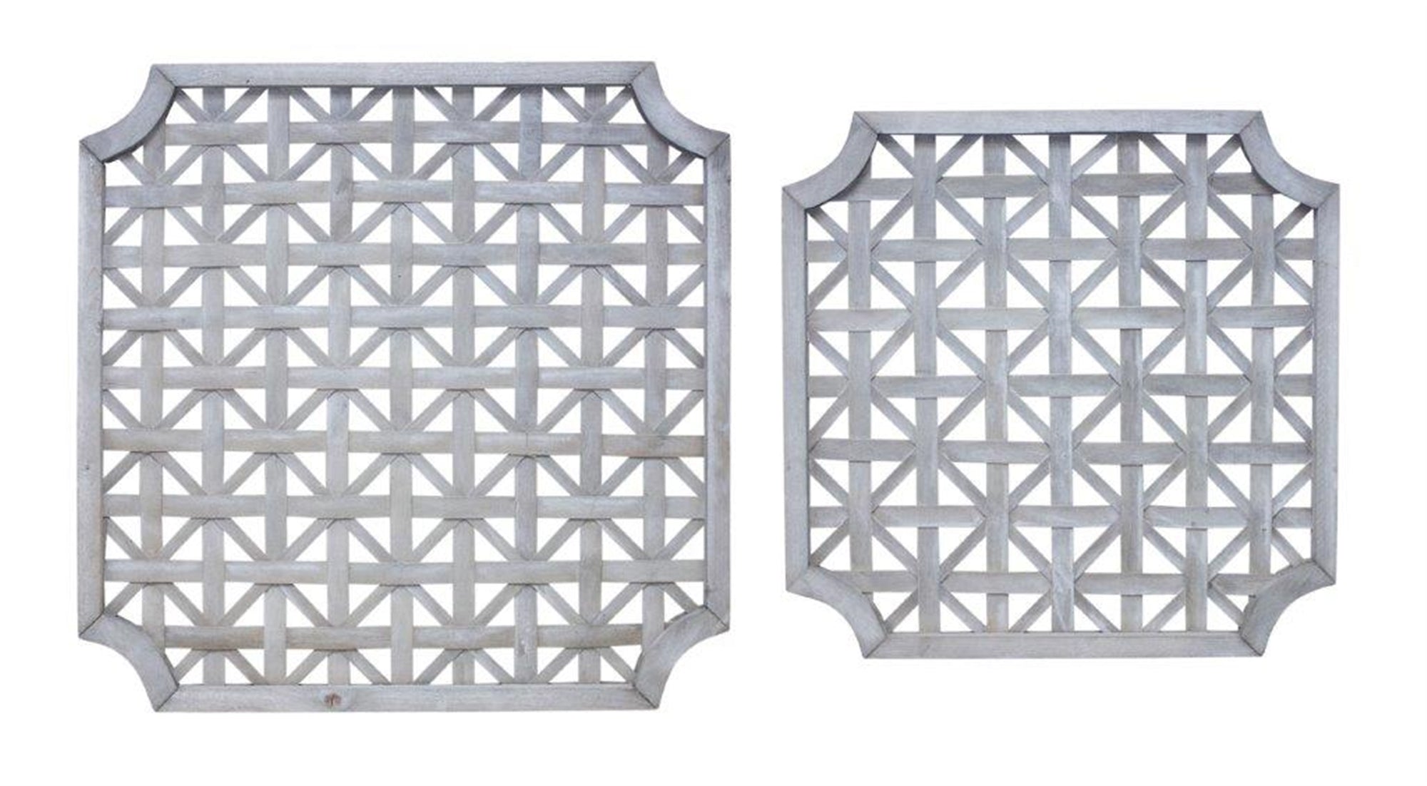 Woven Wood Square Wall Hanging, Set of 2