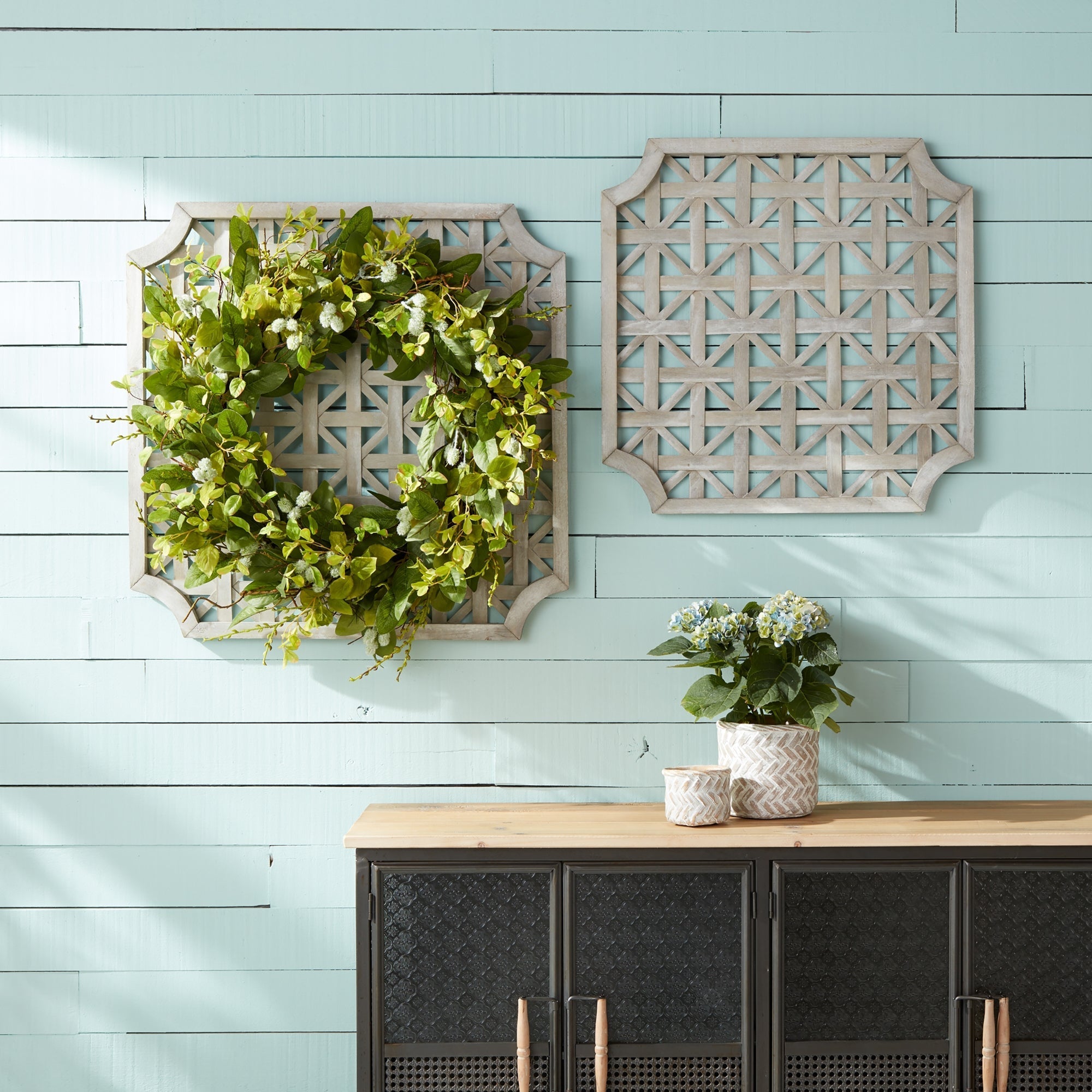 Woven Wood Square Wall Hanging, Set of 2